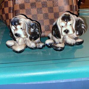 Pair of Ceramic Puppy Figurines in Black and White
